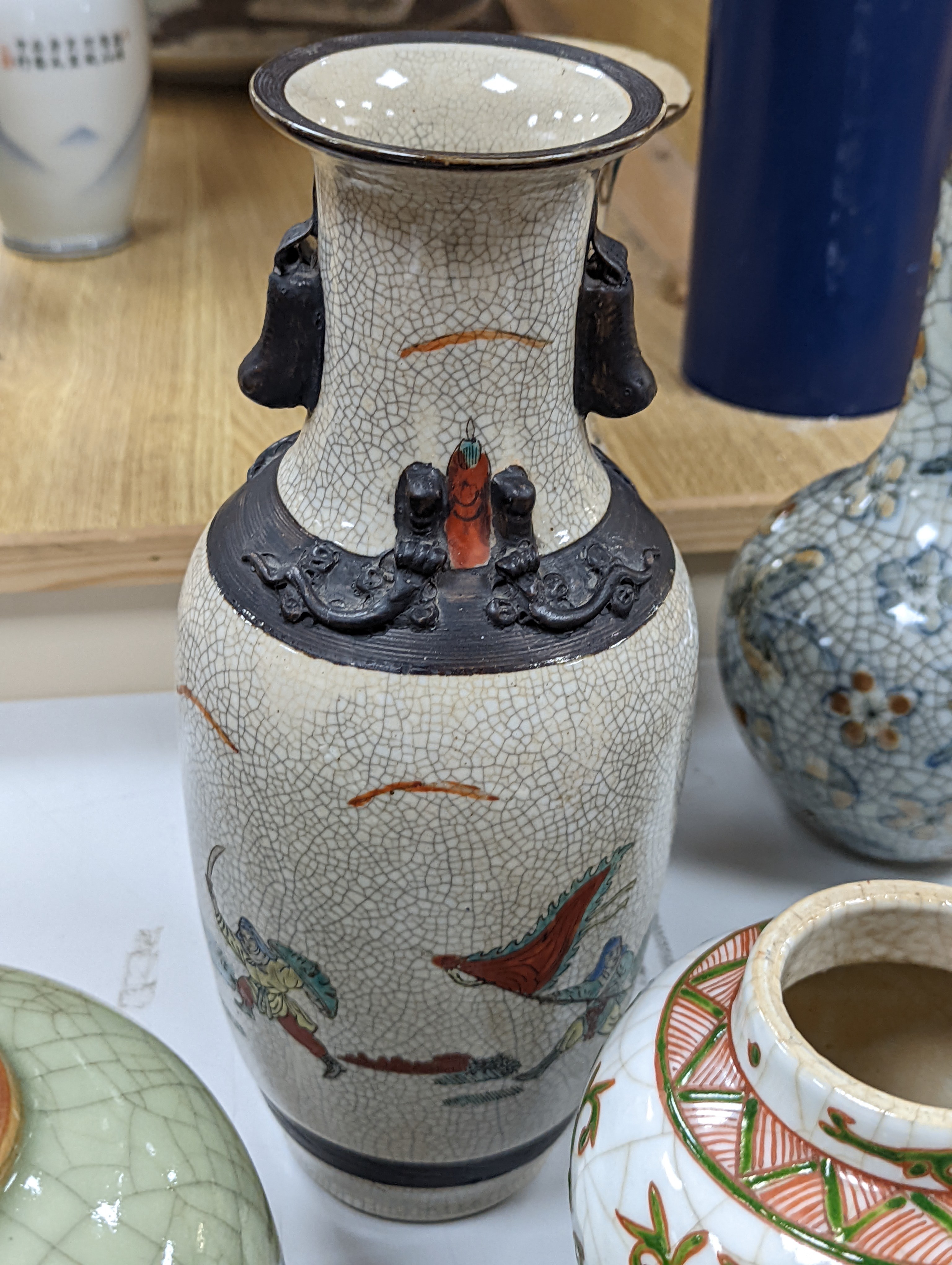 A group of 19th/20th century Chinese crackle glaze vases, tallest 30 cms high.